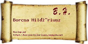 Borcsa Hiláriusz névjegykártya